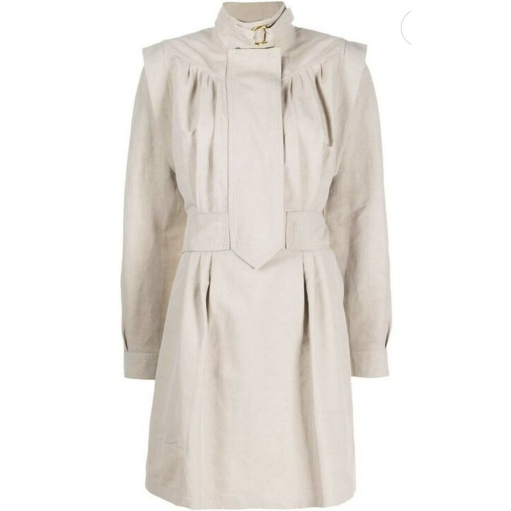 Stella McCartney Cream Long-Sleeve Tie-Neck Dress - Picture 3 of 12